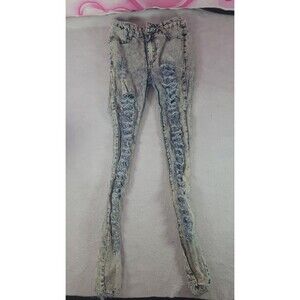 Vinizbena Acid Wash Distressed Skinny Jeans Juniors Size 3 Ripped Stretch Denim